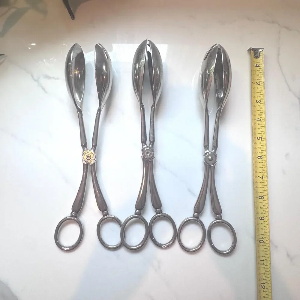 Vintage Wm A. Rogers Silver Plated Catering Scissor Tongs